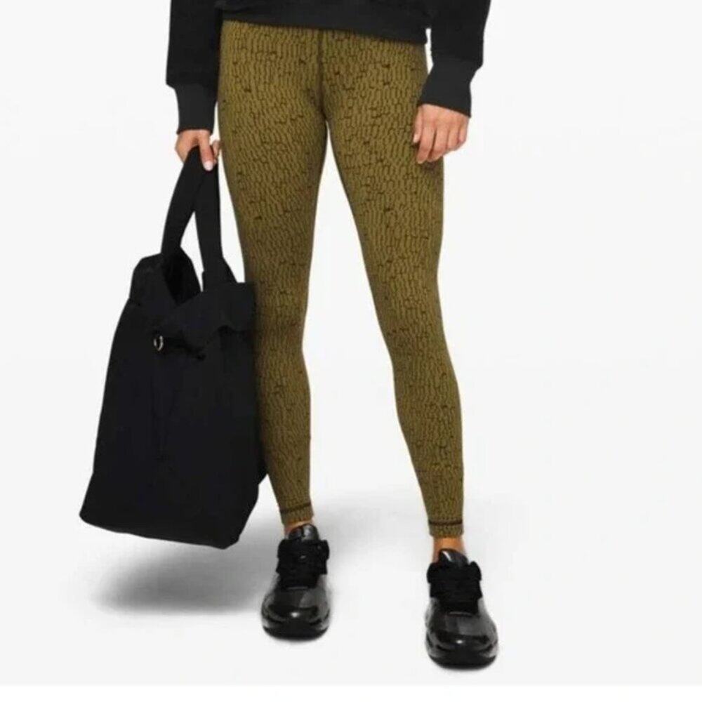 Lululemon Leggings Size 10 Mossy Dark Olive Wunder Under High-Rise Tights 28"